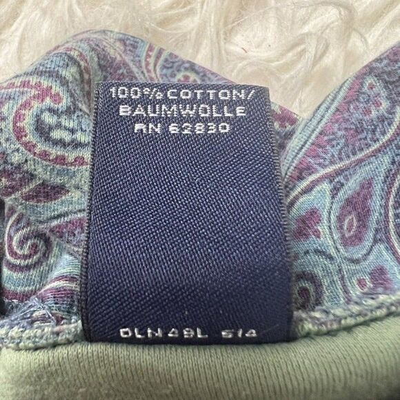 Vintage 90s LL Bean Womens Mock Neck Long Sleeve Purple Paisley Shirt Small - Picture 10 of 10